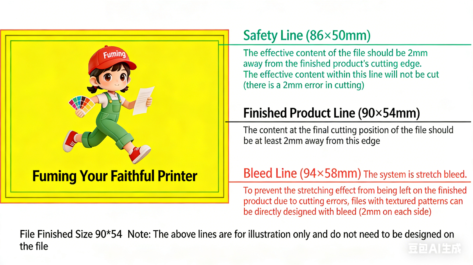 Business Card Bleed Area Diagram